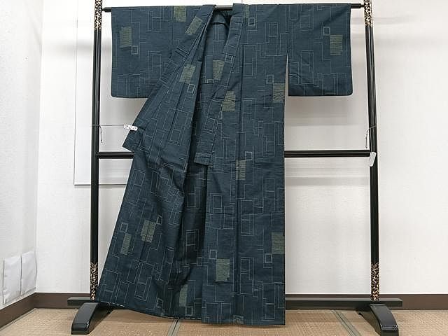 平和屋着物○結城紬 80亀甲 飛び亀甲柄 正絹 逸品 DAAT1292tw