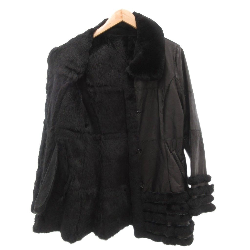 MASABARDO レザーコート レッキスファー ミドル ハーフ丈 M 黒 ブラック AE WWW_SIROKUMA-CORPORATION_COM