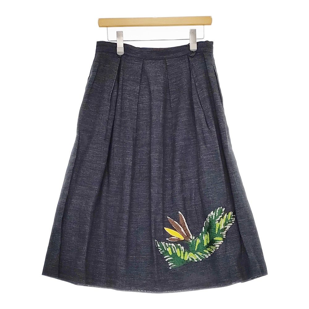 45R/45rpm 8054017 インディゴギマアロハ刺繍スカート 定価81400円