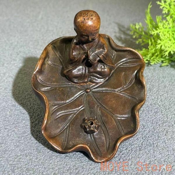 銅製 蓮花小坊主香挿 禅意茶道 置物 香道具 工芸品zw0829 - メルカリ