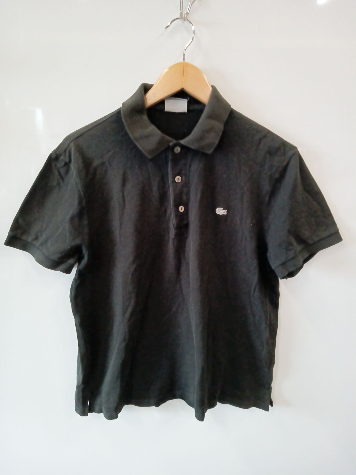 c145○LACOSTE○ラコステ○ポロシャツ○半袖 ○size表記なし○黒