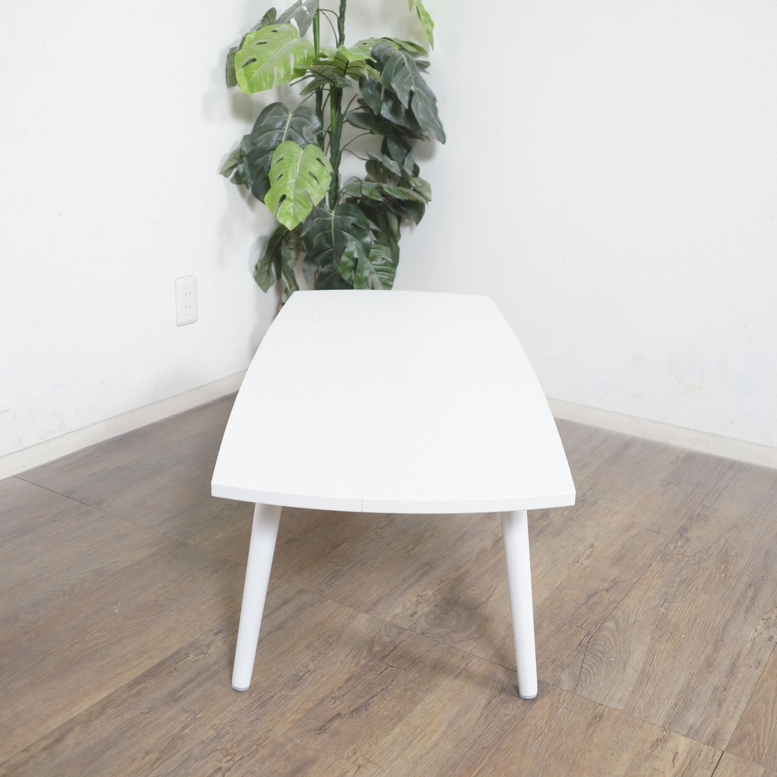 K 引出し付 センターテーブル 幅110cm 白 ローテーブル 作業用 PCデスク 学習机 ホワイト UV塗装