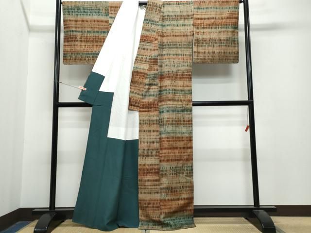 平和屋着物●上質な紬　杢目絞り　霞文　正絹　逸品　未使用　CAAS8713vf 平和屋着物○上質な紬 杢目絞り 霞文 正絹 逸品 未使用 CAAS8713vf