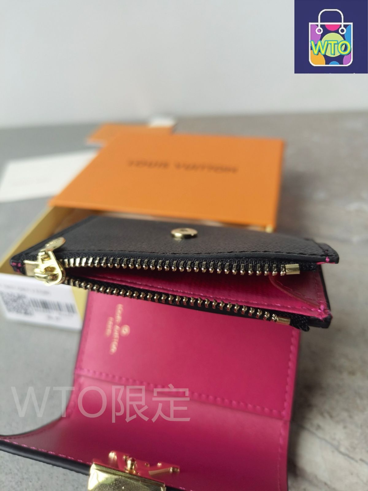 Louis Vuitton 長財布 赤/黒/オレンジ 今日特価】Louis Vuitton ルイヴィトン 小牛皮製でロゴを飾った