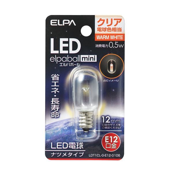 （まとめ） ELPA LEDナツメ球 E12 クリア電球色 LDT1CL-G-E