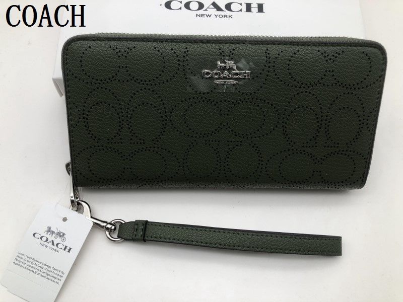 コーチ COACH 長財布 財布 パンチンググリーン 緑 ラウンドファスナー