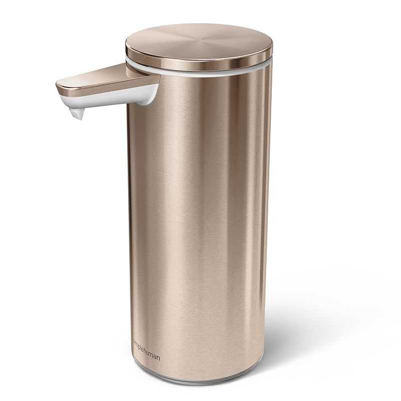 simplehuman 9オンス タッチフリー充電式センサー液体ソープポンプディスペンサー ローズゴールドステンレススチール 1
