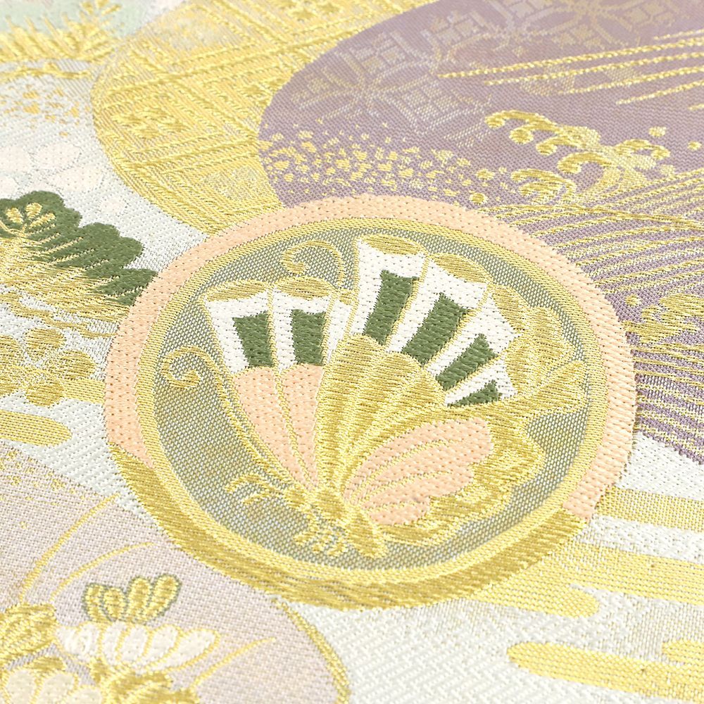 袋帯 正絹 両面双図 リバーシブル 鳳凰 流水 道長 華紋 桐 桜 菊