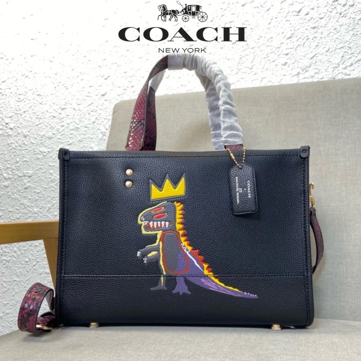 COACH C5661 2WAYハンドバッグ バスキアコラボ ブラック レザー 