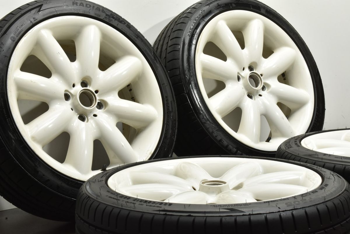 ほぼ  製 バリ溝 MINI R50 ミニクーパー 純正 S-スポークR85 17in 7J 48 PCD100 ミネルバ 205 45R17 R52 R53 品番 6757859 ホワイト 送料無料！