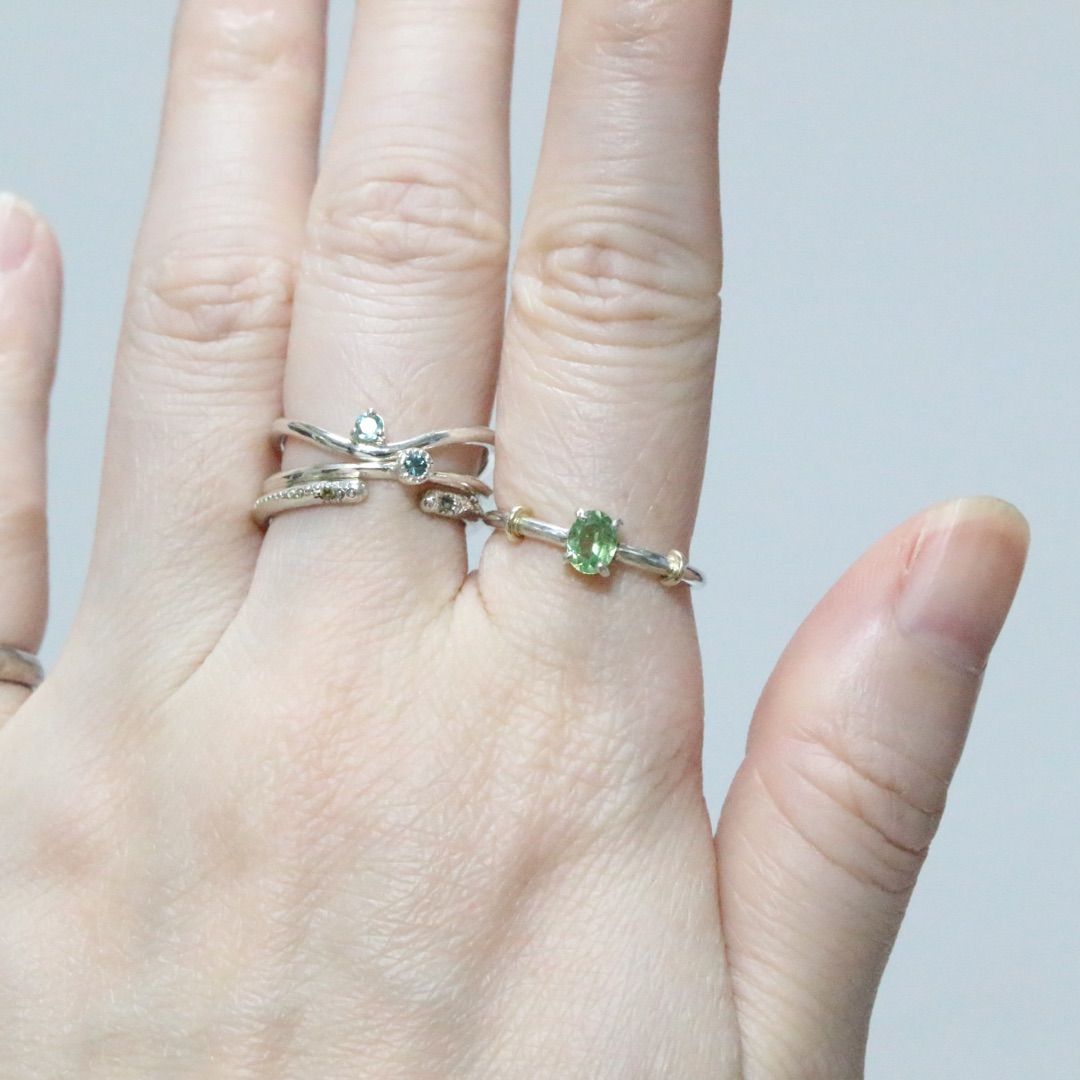 テリ艶⭐︎ナミビア産デマントイドガーネットのK10小ワッカシルバー