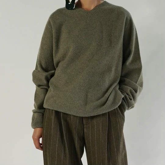 Cristaseya / クリスタセヤ | カシミヤ| sizeL　カーキグレー Cristaseya / クリスタセヤ | カシミヤ| sizeL カーキグレー