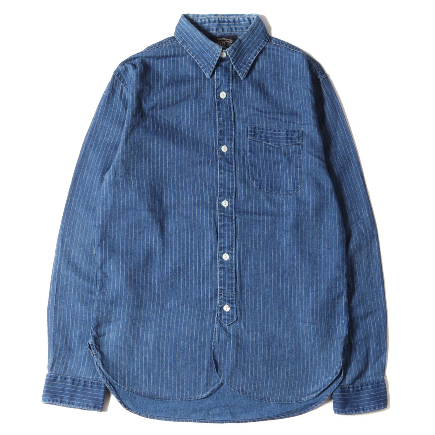 美品】RRL INDIGO STRIPE WORK SHIRT チンストラップ - シャツ