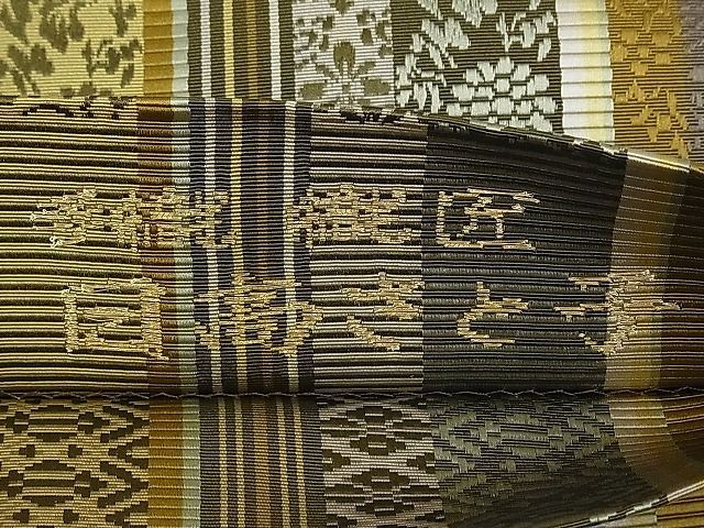 平和屋本店□極上 本場筑前博多織 手織 織匠 日高さと子 両面 全通柄  