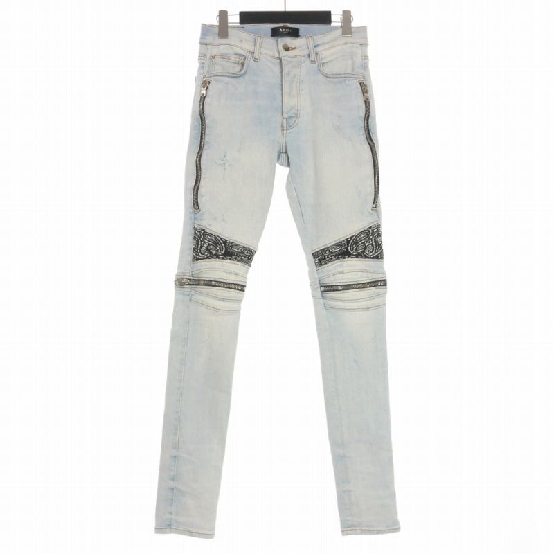 アミリ AMIRI MX2 バンダナ バイカージーンズ スキニーデニム パンツ 30 アイスブルー 02-231-41-000046 国内正規