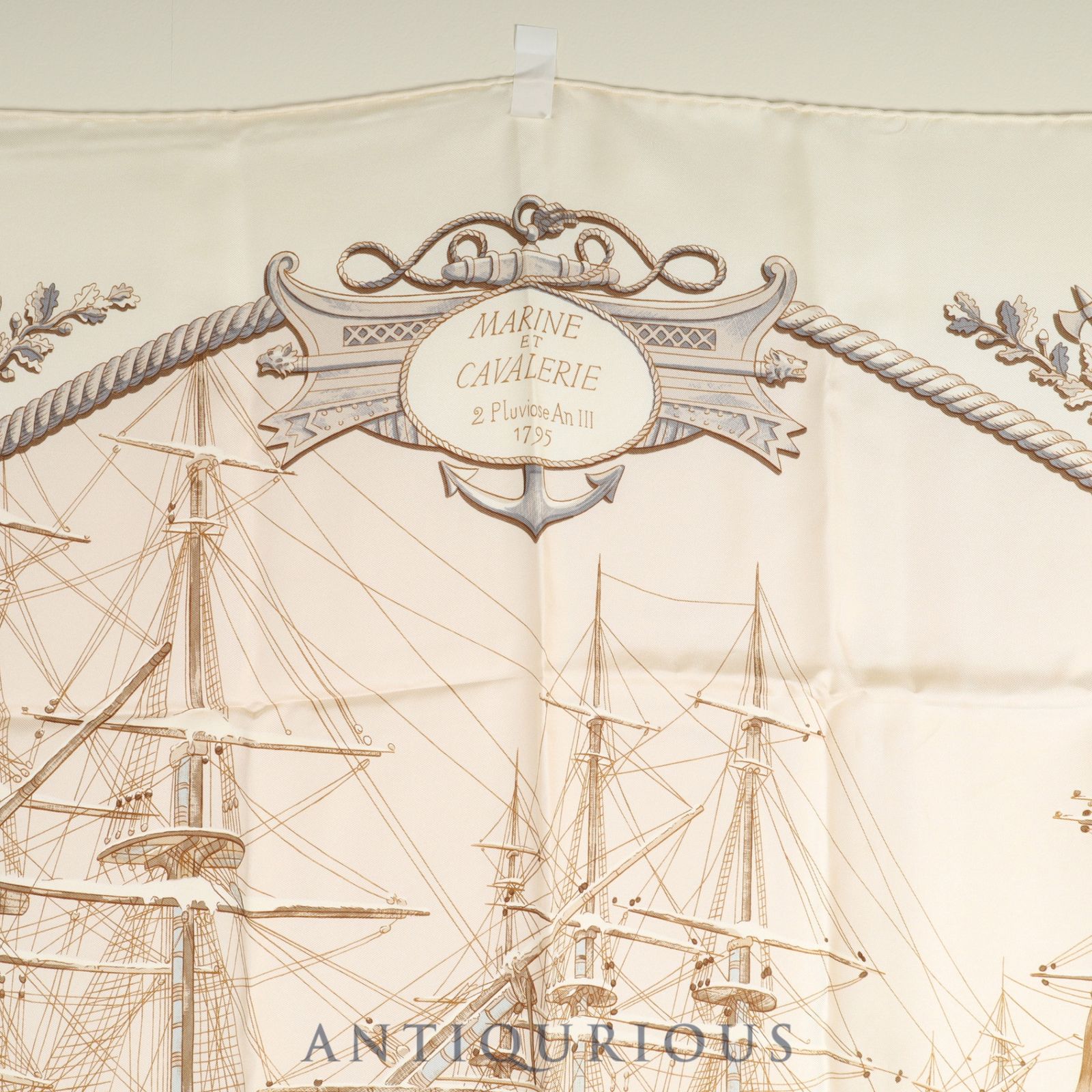 エルメス スカーフ カレ90 MARINE ET CAVALERIE 海と騎兵隊 SILK100