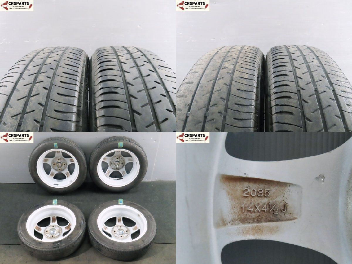 ララパーム 14× 4.5J +45 4H 100PCD ホイール ブリヂストン タイヤ付