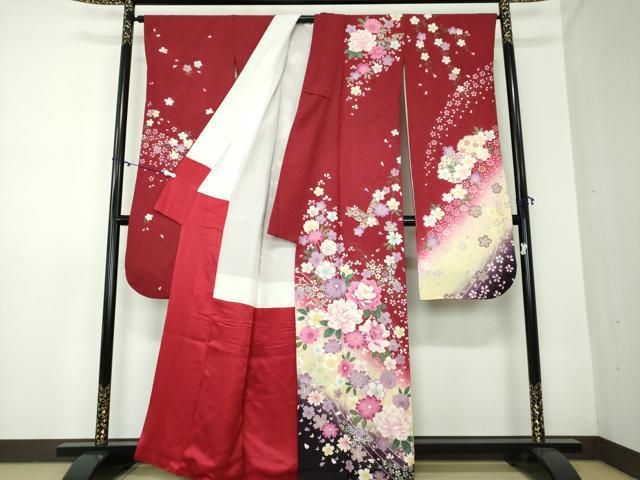 平和屋着物 豪華振袖 刺繍 枝垂れ桜 吉祥花文 暈し染め 金彩 金通し地 正絹 DAAX4987ps