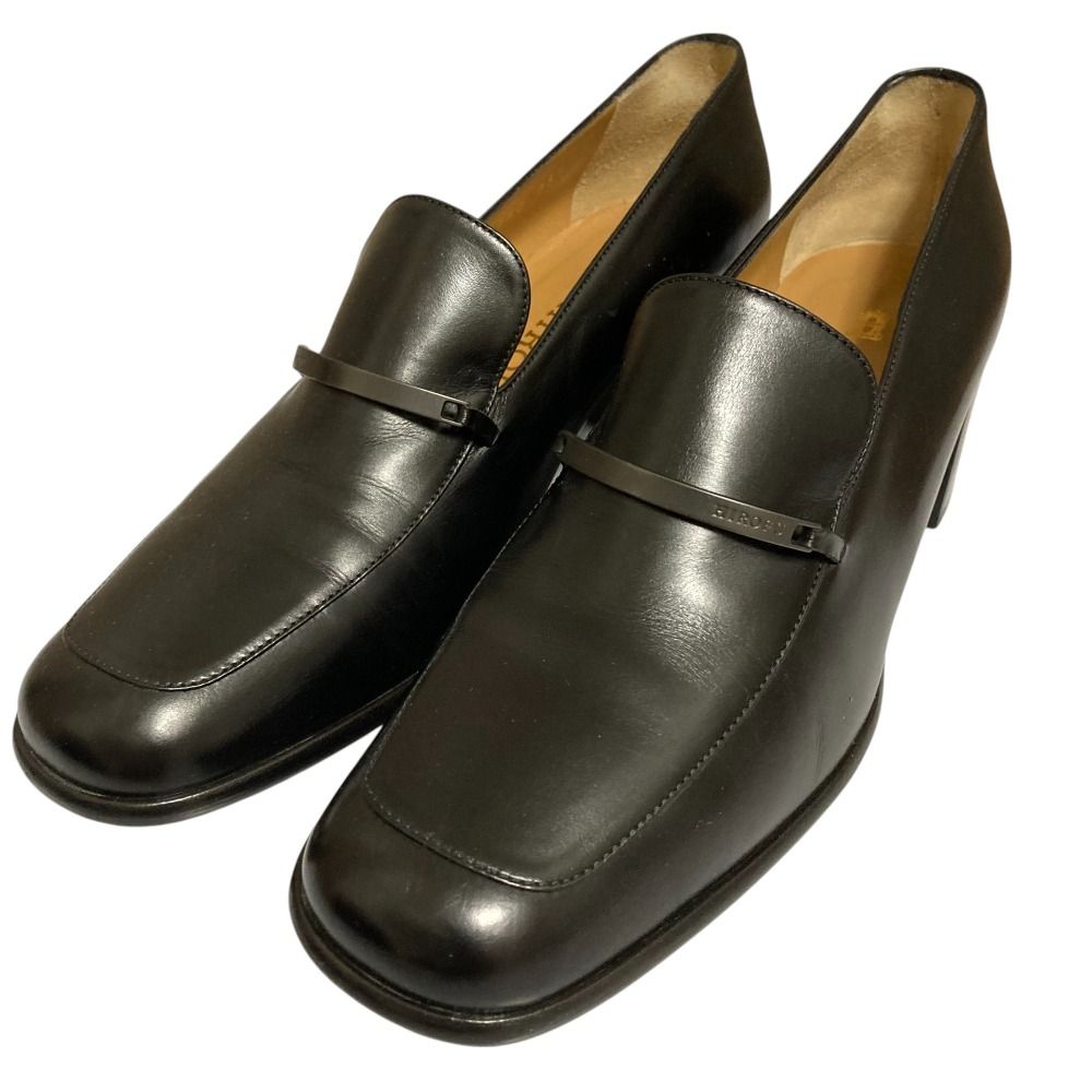 ヒロフ　HIROFU パンプス　ハイヒール　黒　23.5 美品 HIROFU ヒロフ レザー スクエアトゥ ヒール ローファー