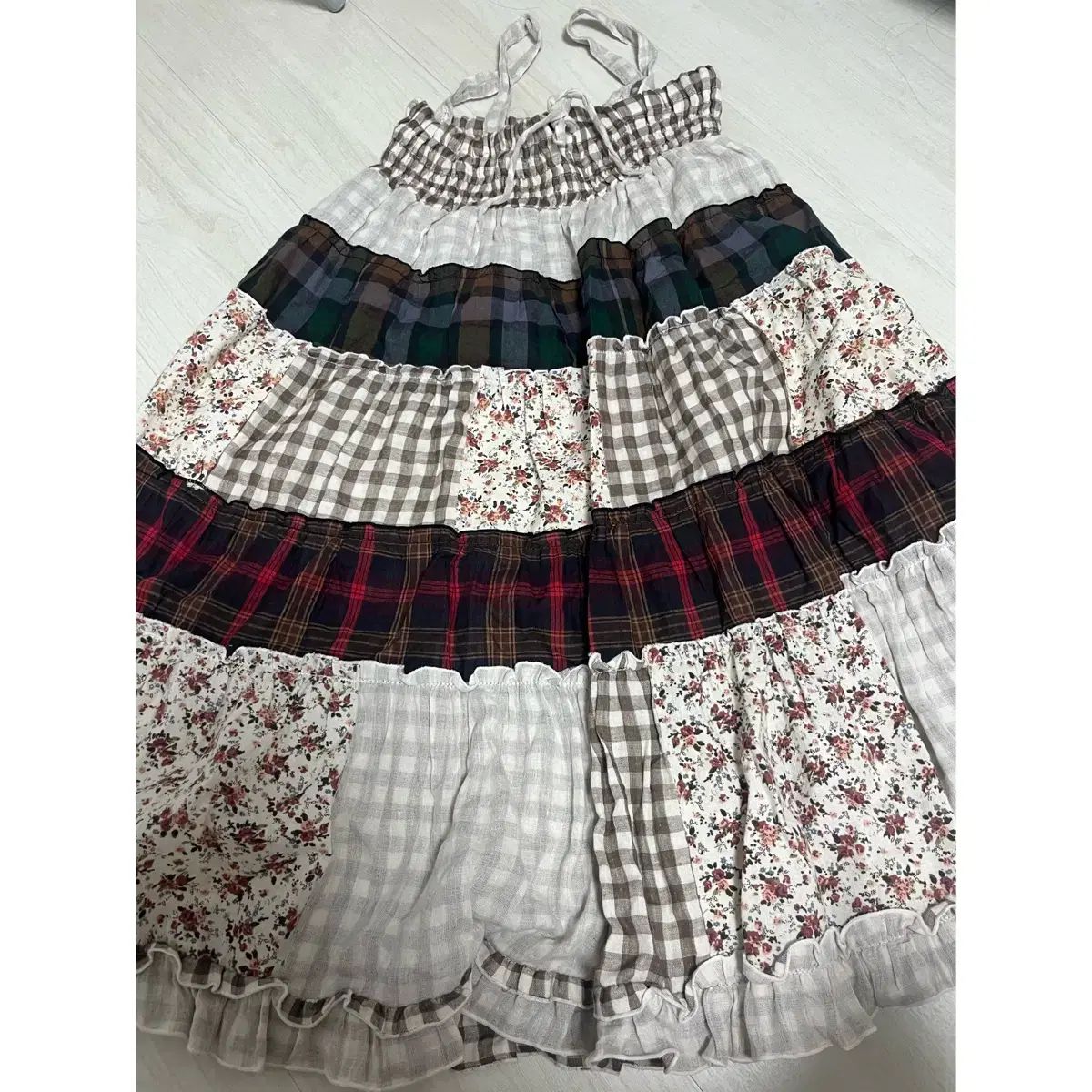 森ガール 冬パッチ ティアードスカート ONE PIECE 2way