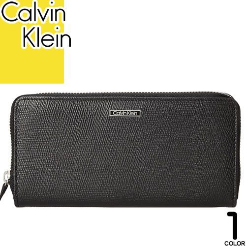 カルバンクライン Calvin Klein 財布 長財布 メンズ レディース プレートロゴ 小銭入れ付き ラウンドファスナー ブランド 革 本革 おしゃれ 大容量 スキミング防止 黒 ブラック ZIP AROIUND WALLET 31CK190006