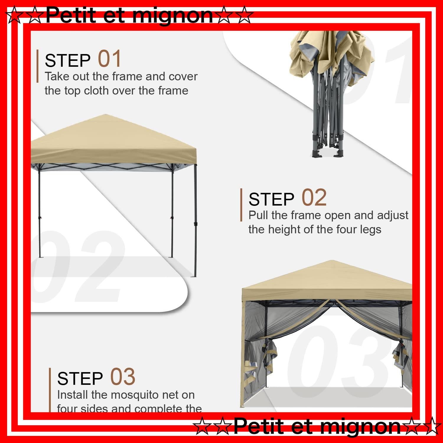 スピード発送】UVカット 3段階調節 購入 耐水 スチール キャンプ 虫除け対策 アウトドア 簡単取り付け メッシュ付き 網ネット 蚊帳 マスター キャノピー（MASTERCANOPY）ワンタッチタープテント (2.5x2.5 ベージュ) Quictent ワンタッチ タープテント 蚊帳テント  3段階調節 UV XVVXこの2人用キャノピーテントは、U字型のキャノピーデザインと蚊帳を備えています。二重構造の遮光U字型キャノピーで、学生寮に最適
