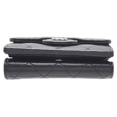 CHANEL(シャネル) マトラッセ ココマーク 三つ折り財布 コンパクト財布 3つ折り ミニウォレット 両面財布 Wホック 小物 キャビアスキン ブラック黒 ボルドー シルバー金具 A84401 レディース 40802076337【中古】【アラモード】 CHANEL(シャネル) マトラッセ ココマーク 三つ折り財布 コンパクト財布