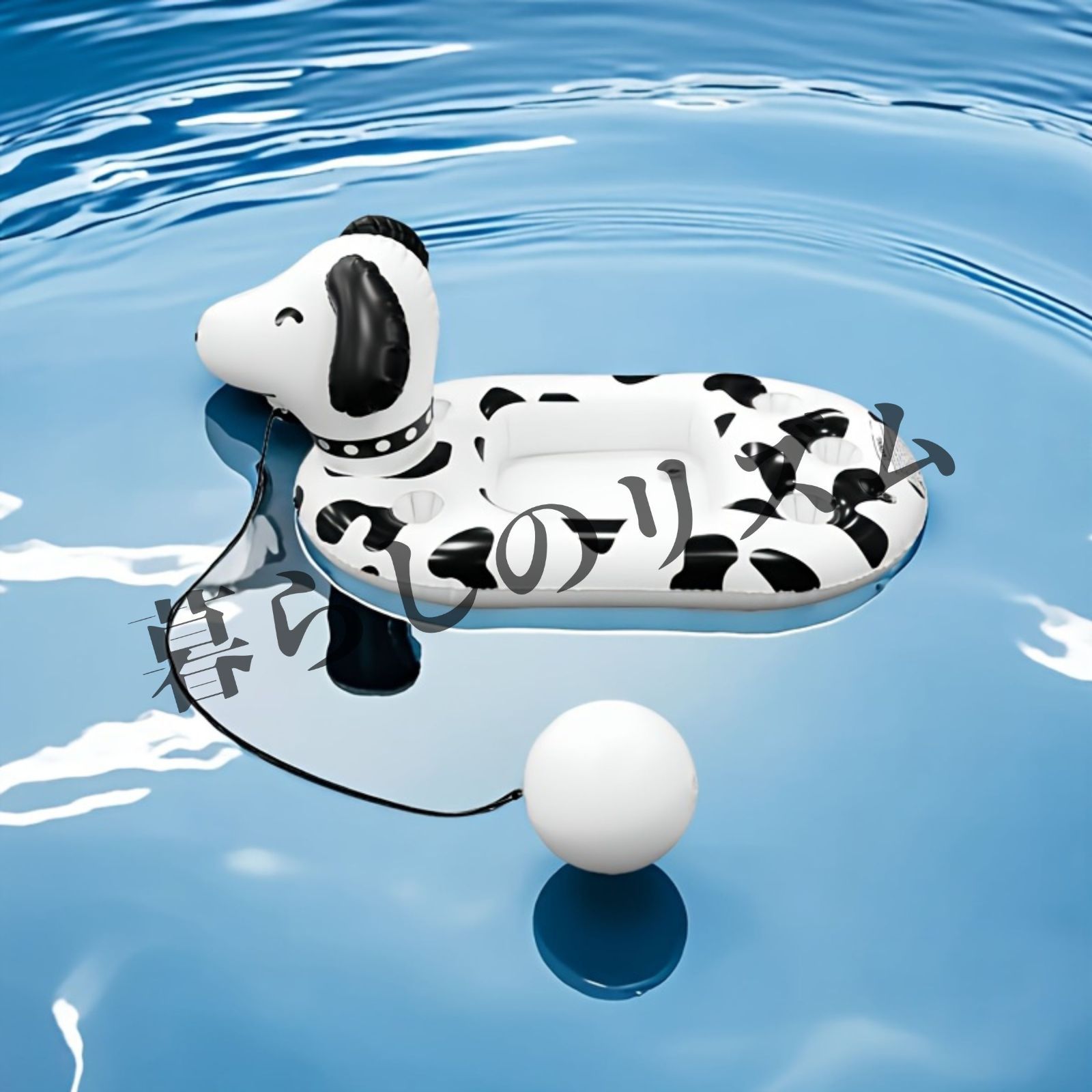 浮き輪 PVC素材 ダルメシアン風 プールフロート ボール一体型 夏のプールパーティー プール 遊び心のあるデザイン 耐久性のあるプラスチック 犬のデザイン かわいいデザイン キッズ 子供 夏休み スイミング 海 白黒