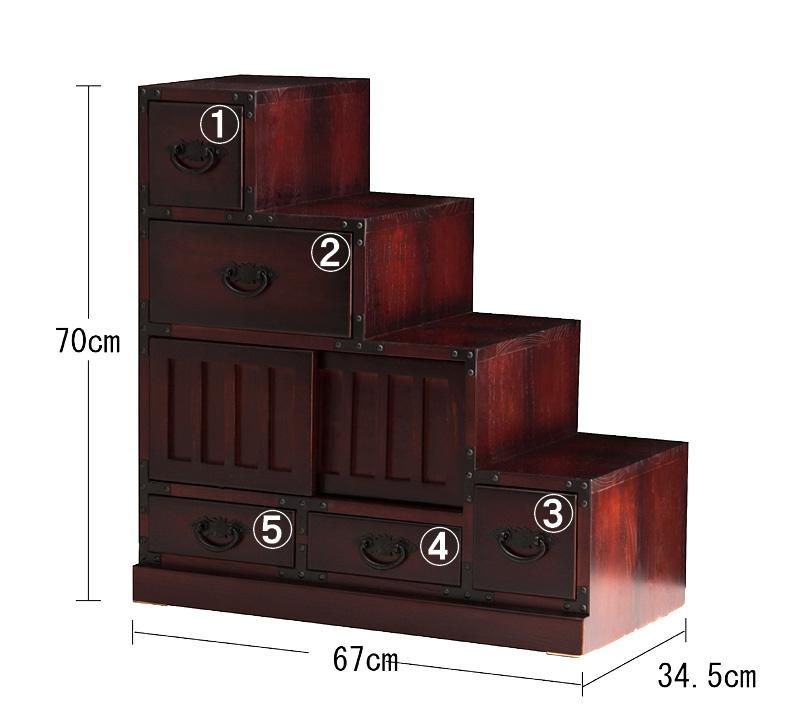 福島民芸 民芸家具 整理箪笥 樺けやき からくりタンス 美品 送料無料