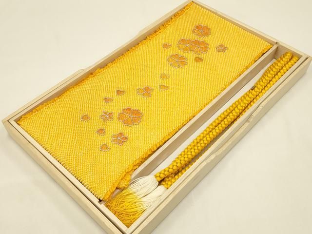 平和屋着物●和装小物 帯締め 帯揚げセット 振袖用 総絞り 舞花文 金糸 銀彩 撚り房 AABC2667ay