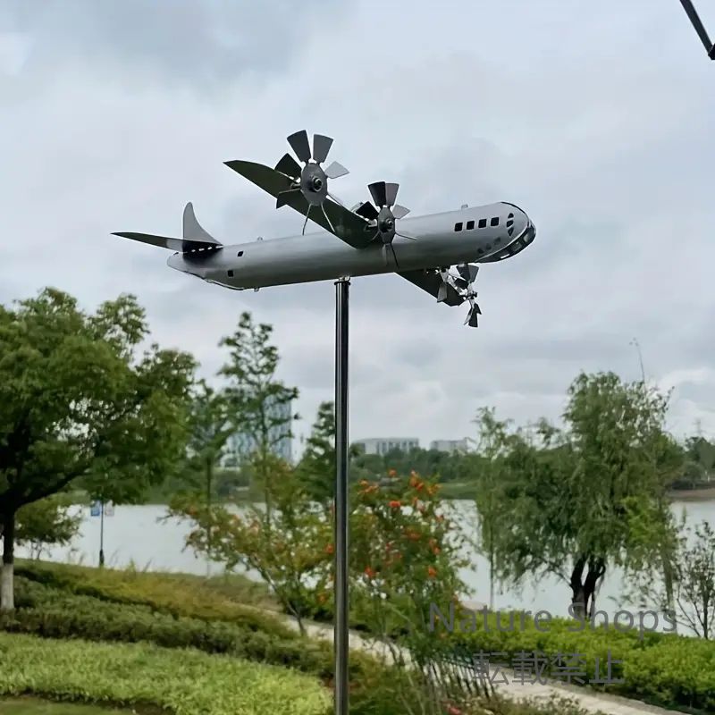 【新品未使用】メタルクラフト要塞飛行機屋外庭園庭装飾像装飾fcp148