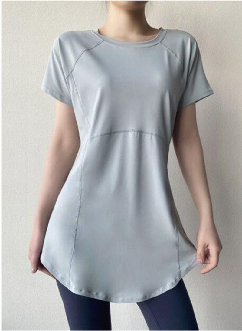 ヨガウェア レディース トップス 長め ロング丈 Tシャツ 半袖 ホットヨガ フィットネス ヨガ ジム スポーツ トレーニング 重ね着 吸汗速乾 qDzs937