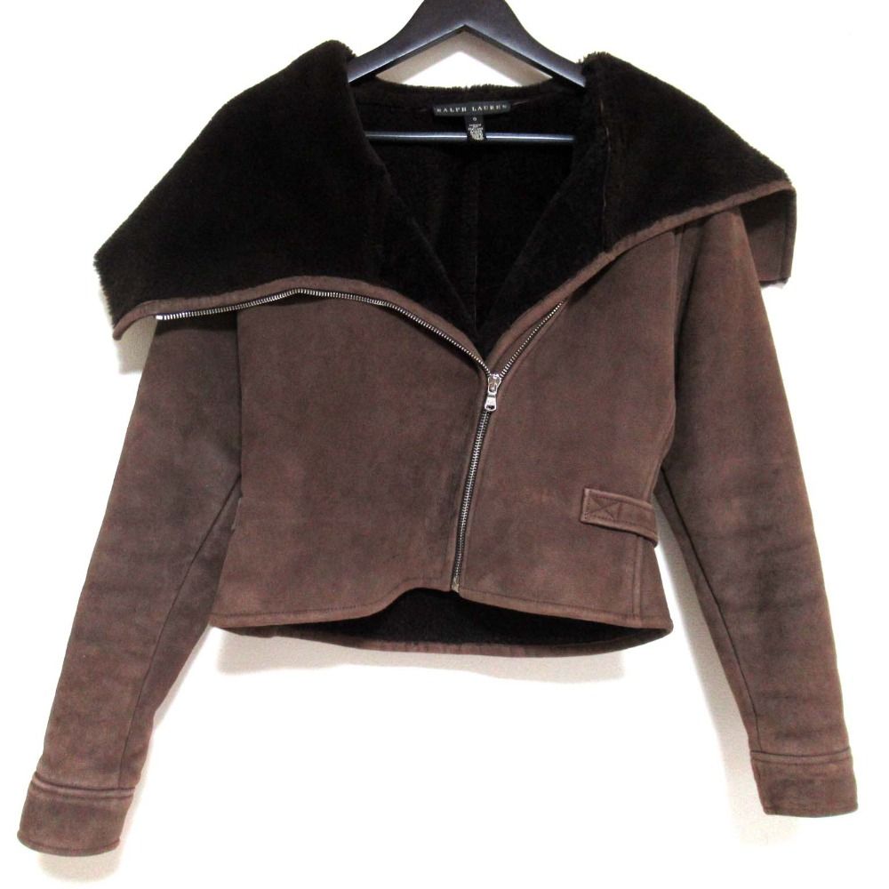 RALPH LAUREN BLACK LABEL ラルフローレンブラックレーベル ショート丈 ムートンジャケット 0サイズ ブラウン レディース 古着