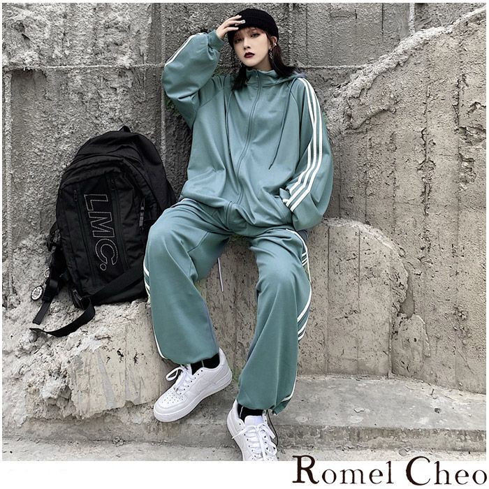 RomelCheo ラインジャージセット 長袖 セットアップ 上下セット