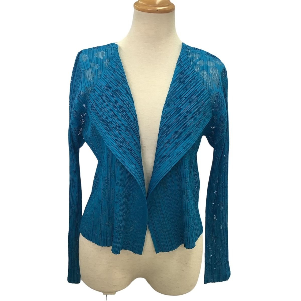 ISSEY MIYAKE 青 メッシュカーディガン me ISSEY MIYAKE/cardigan/mesh/blue/ミーイッセイミヤケ