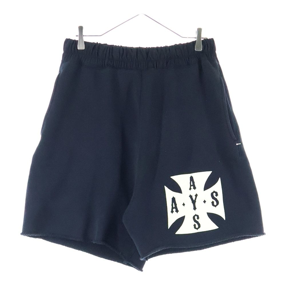 ASKYURSELF アスクユアセルフ CROSS RAW FLEECE SHORTS フロントロゴ フリースショーツ ハーフパンツ ブラック