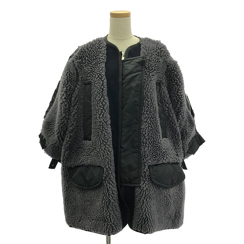 sacai / サカイ | 2022AW | Faux Shearling x Nylon Twill Coat / 異