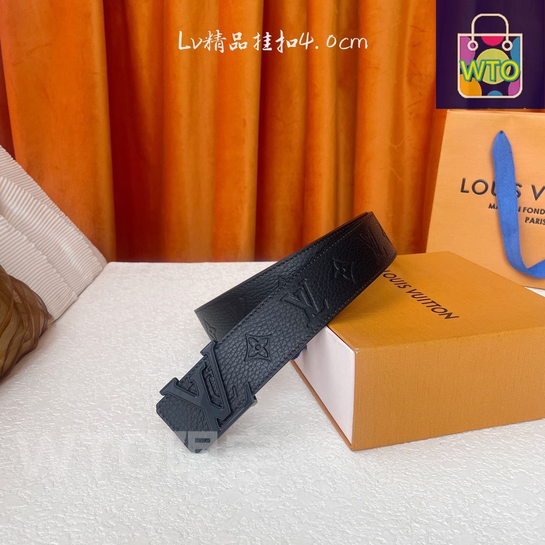 LOUIS VUITTON ブラックレザーベルト Louis Vuitton ブラックレザーベルト