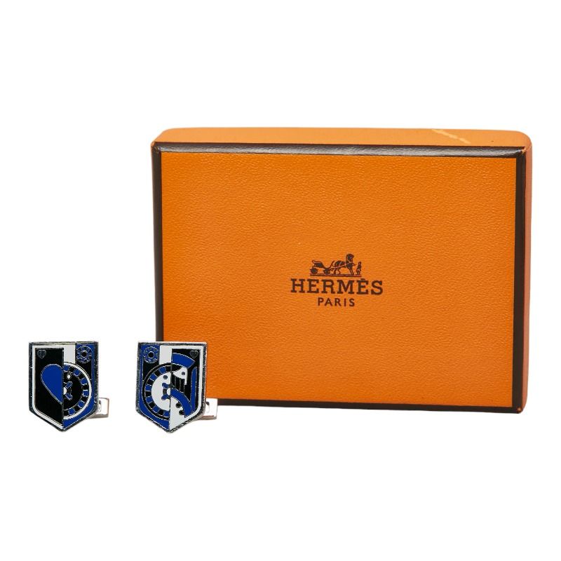 HERMES カフリンクス カジノエーストランプシルバーブルー HERMES カフリンクス カジノエーストランプシルバーブルー
