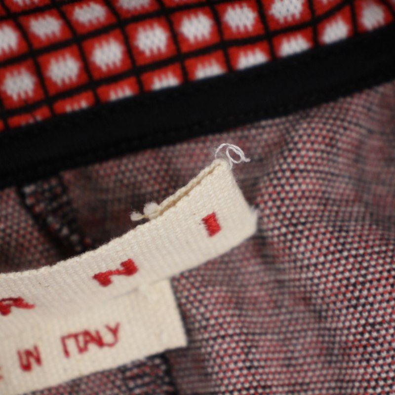 マルニ MARNI 23SS ポロシャツ 半袖 チェック柄 ロゴ刺繍 36 XS 赤 レッド 黒 ブラック BM BM WWW_SMP1DAWEKUDUS_SCH_ID