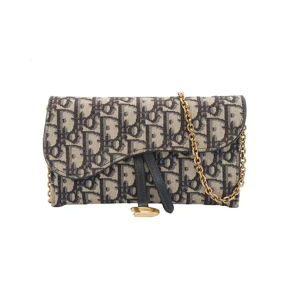 Dior ディオール ブルー オブリーク ジャガード サドルバッグ WOC 長財布 クロスバッグ S5614CTZQ