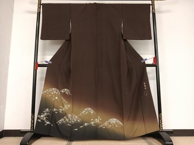 平和屋着物●金彩友禅　卓越技能者・名工・和田光正監修 京金彩 華陽 色留訪問着 遠山吹き寄せ文 暈し染め 金銀彩 正絹 逸品 AAAV9033np 平和屋着物○金彩友禅 卓越技能者・名工・和田光正監修 京金彩 華陽 色