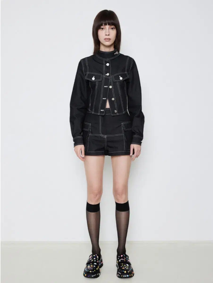 ヘバイヘキム コルセット クロップド ジャケット パンツ セット SET S