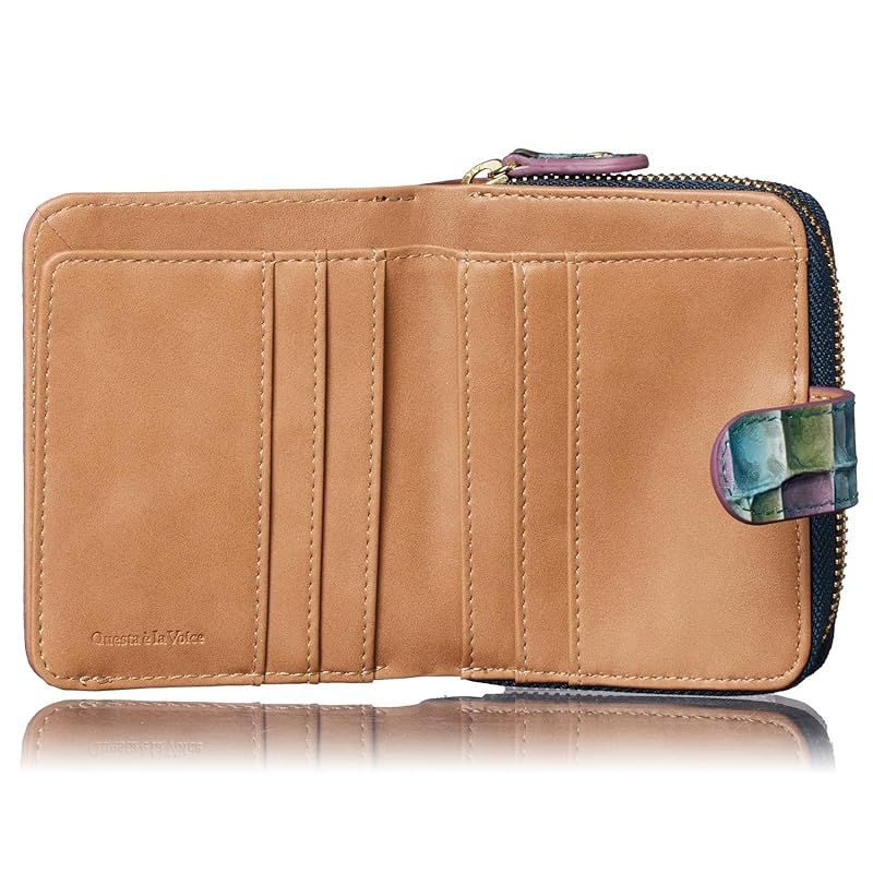 VOICE イタリア Life社製 牛革 le murrine 財布 レディース 二つ折り 上品で 使いやすい 見た目は ミニ財布 収納力は長財布 プレゼント ギフト 箱入り Green グリーン 1