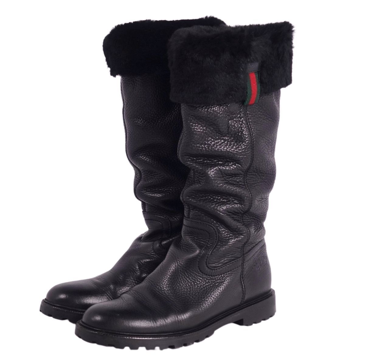 ら*び様 美品【GUCCI】グッチ ブーツGG柄 シェリーライン ブーティ 23