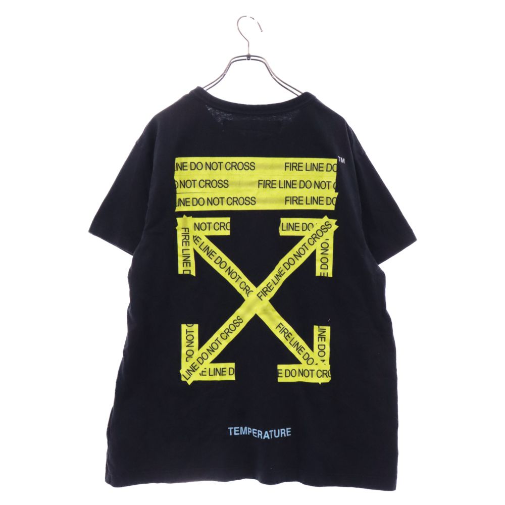 OFF-WHITE (オフホワイト) 18SS FIRETAPE S/S TEE ファイヤーテープ プリント クルーネック カットソー 半袖Tシャツ  ブラック OMAA002S18185006 - メルカリ