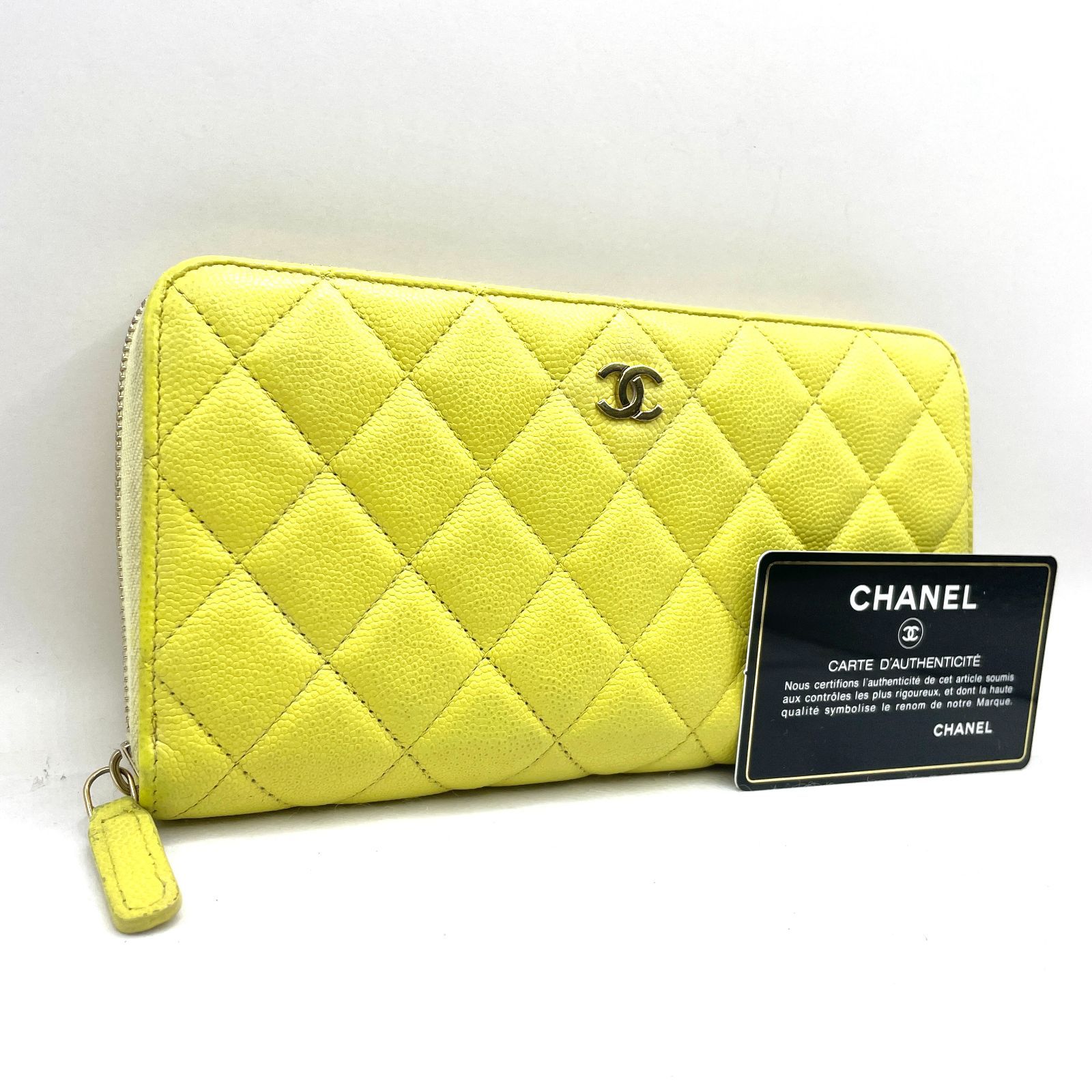 359】超極美品 CHANEL/シャネル マトラッセ キャビアスキン ラウンド 