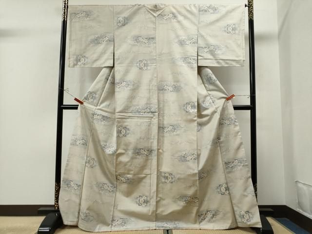 平和屋着物●本場大島紬　9マルキ　霞吉祥花鳥文　正絹　逸品　CAAR8047vf 平和屋着物○本場大島紬 9マルキ 霞吉祥花鳥文 正絹 逸品 CAAR8047vf 平和