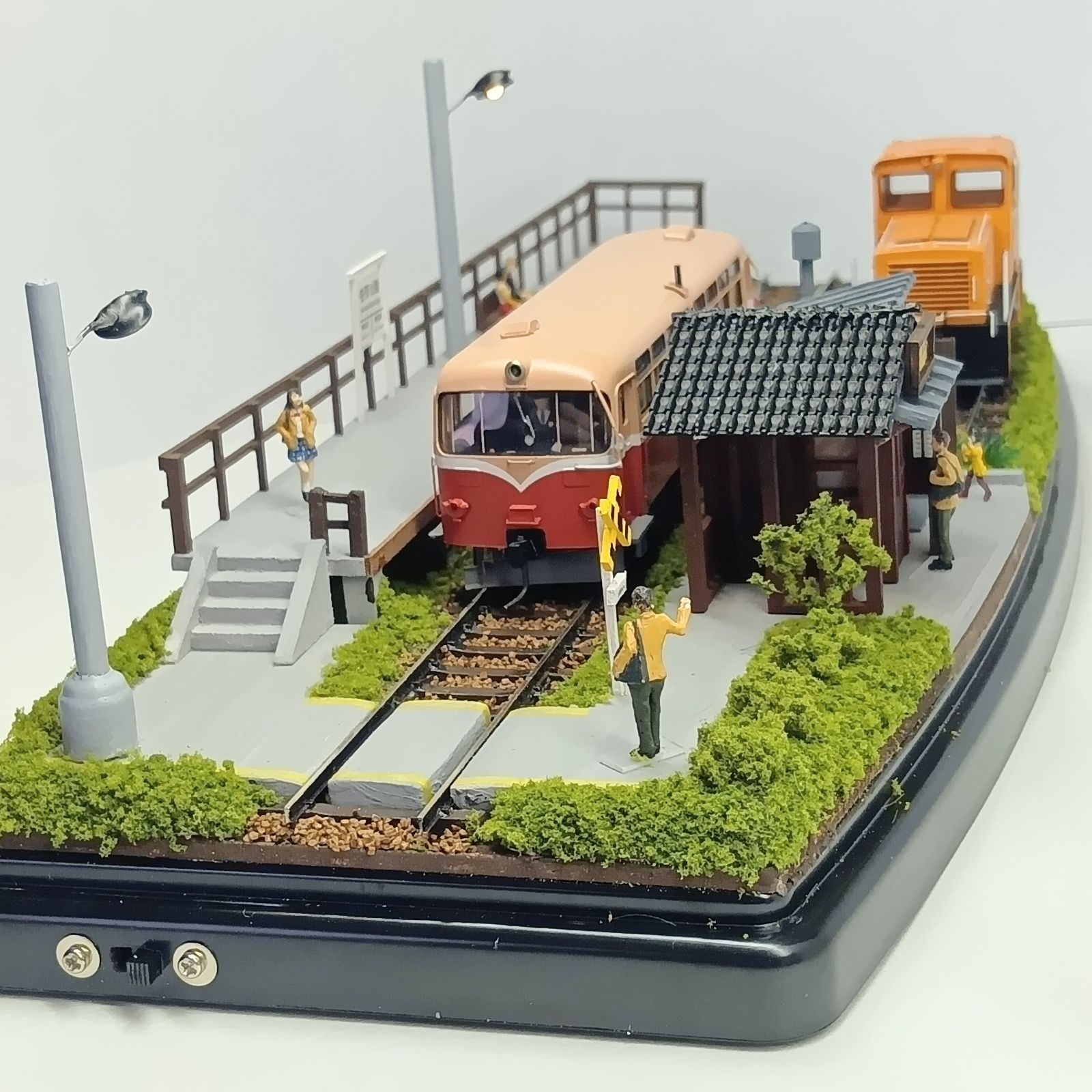 鉄道模型 HOゲージ ジオラマ 車両展示台 側線のある昭和の駅