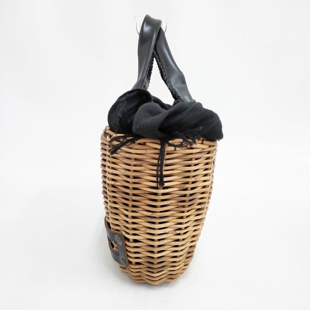 ebagos 20周年 トートバスケット トートバッグミニ ブライドルレザー×紅籐 かごバッグ ベージュ ブラック レディース エバゴス 5-1001G